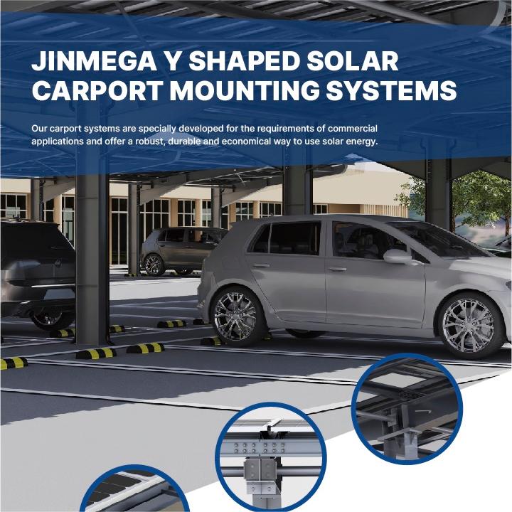 สินค้าแนะนำ | ระบบติดตั้งหลังคาจอดรถพลังงานแสงอาทิตย์รูปตัว Y จาก JinMega